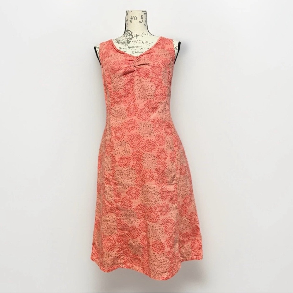 Eddie Bauer Linen Midi Sun Dress Side Zip